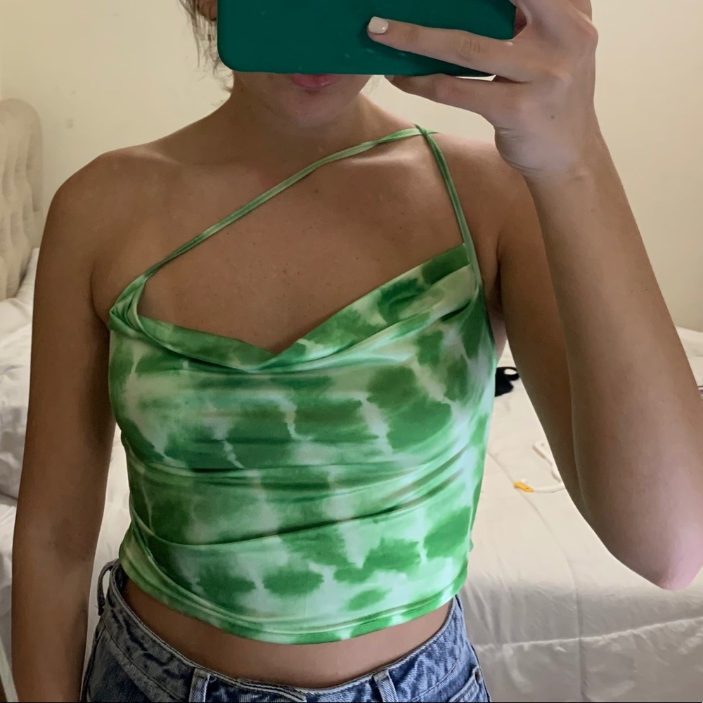 Green tie dye tank